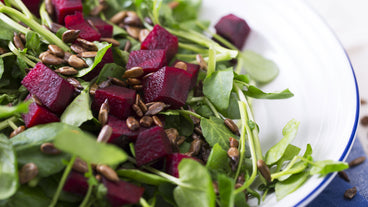 Roasted Beet Salad with Walnuts and Sprouts