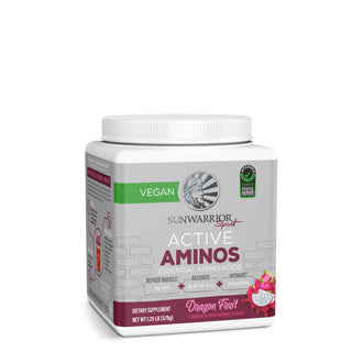 A bottle of Sunwarrior Sport's essential amino acid supplement.
