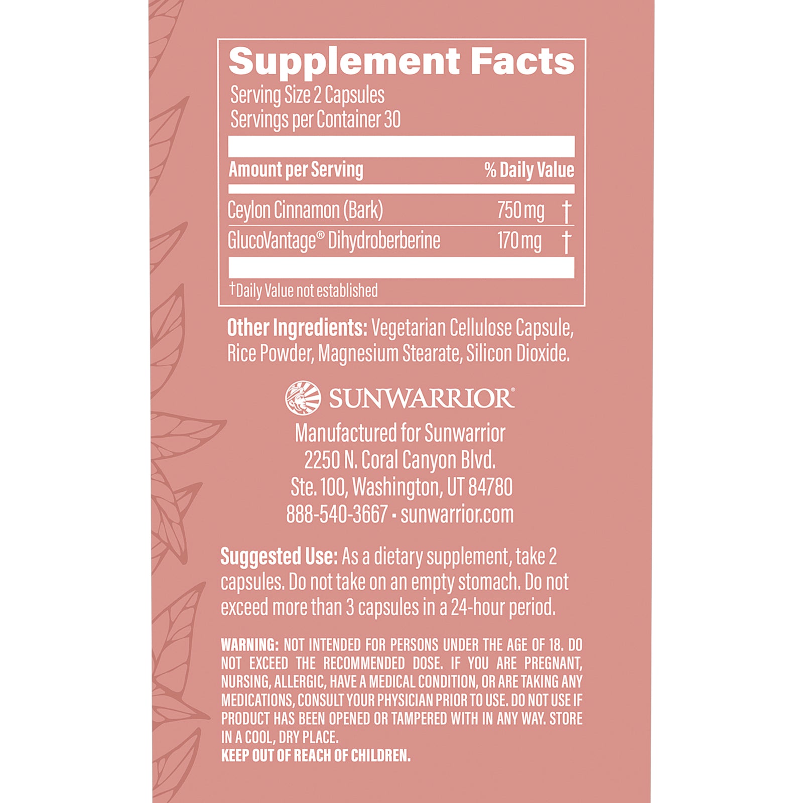 Ingredient list for Berberine Capsules