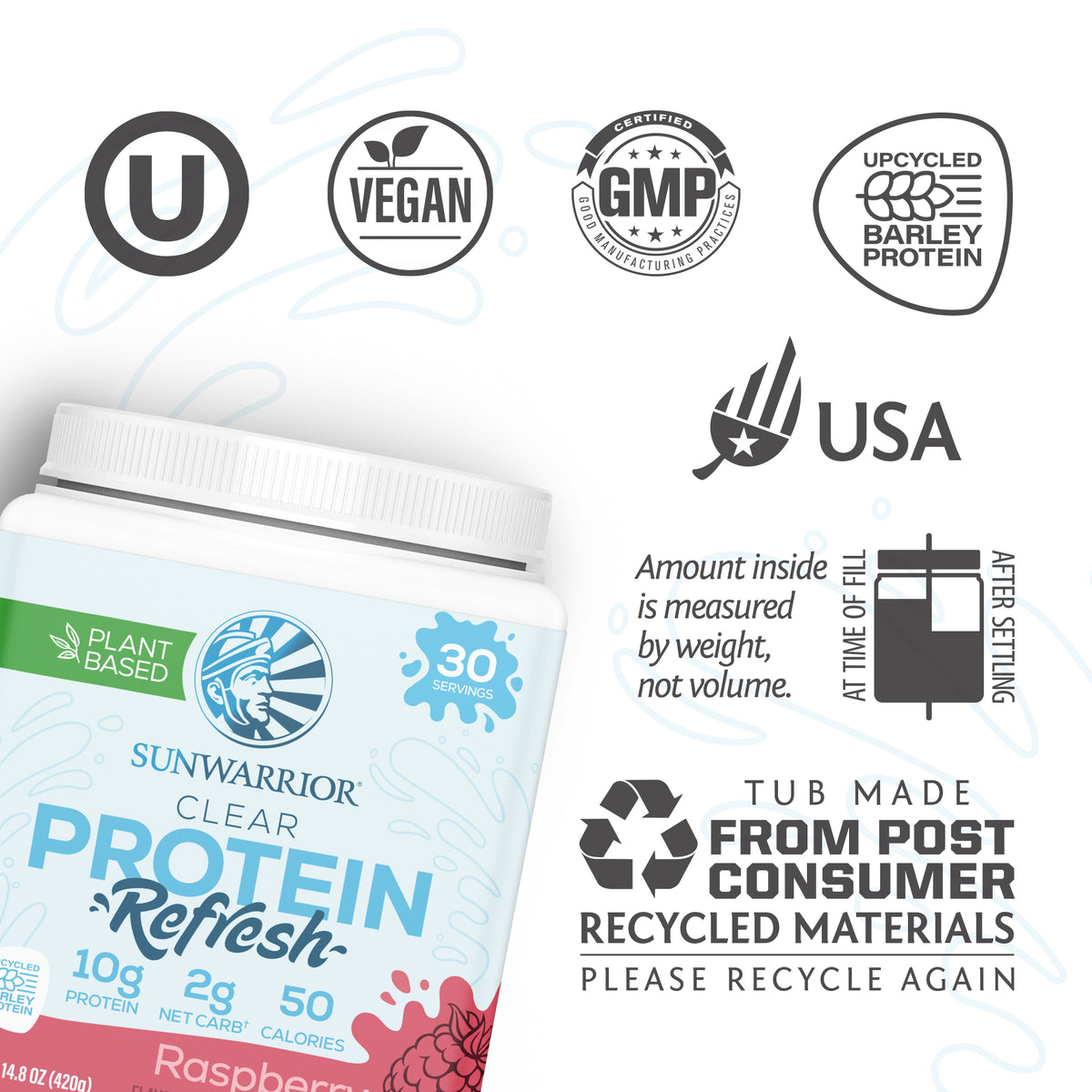 Muscle Recovery Drink Mix CLEAR Protein Refresh | Sunwarrior