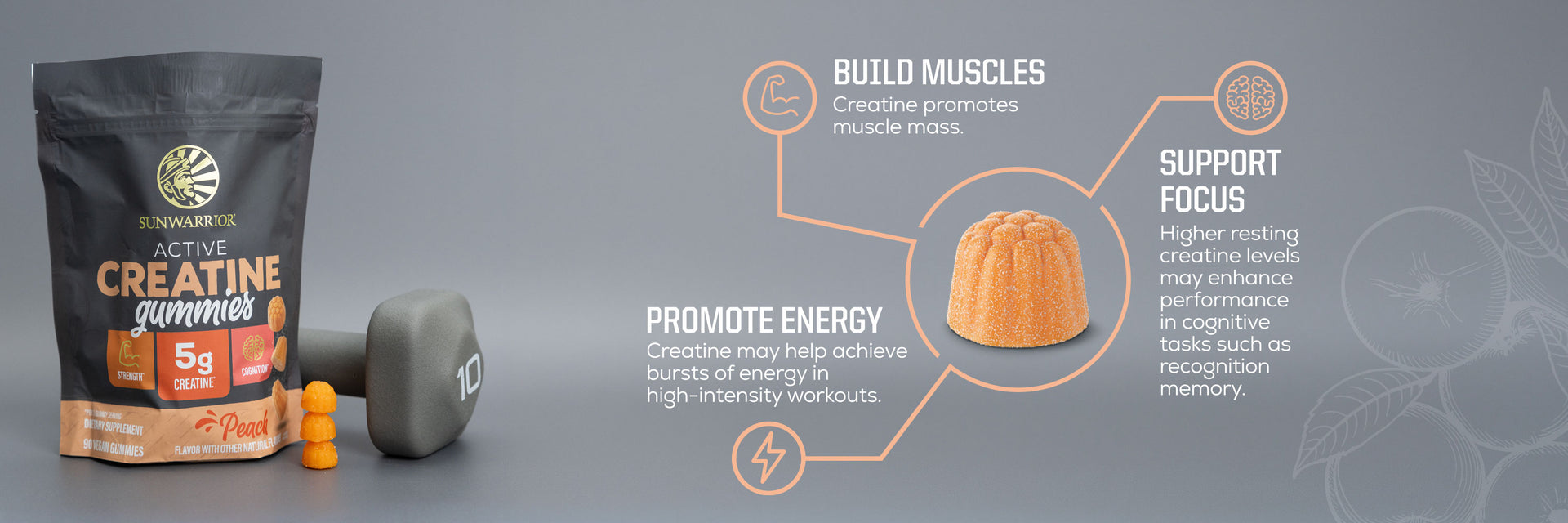 Creatine Gummies for Strength - Peach - Life style banner image desktop