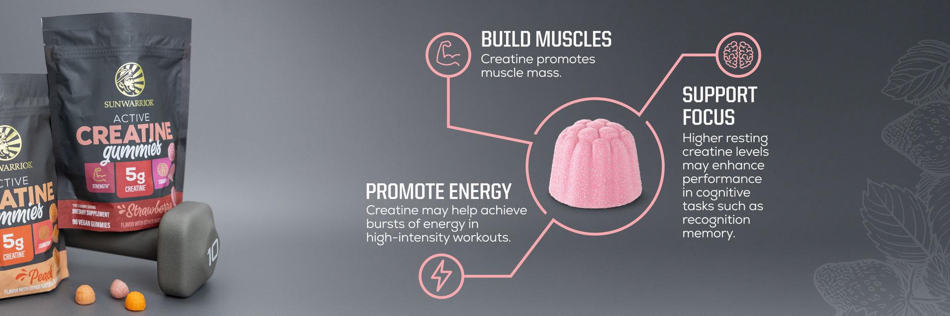 Creatine Gummies for Strength - Strawberry - Life style banner image desktop