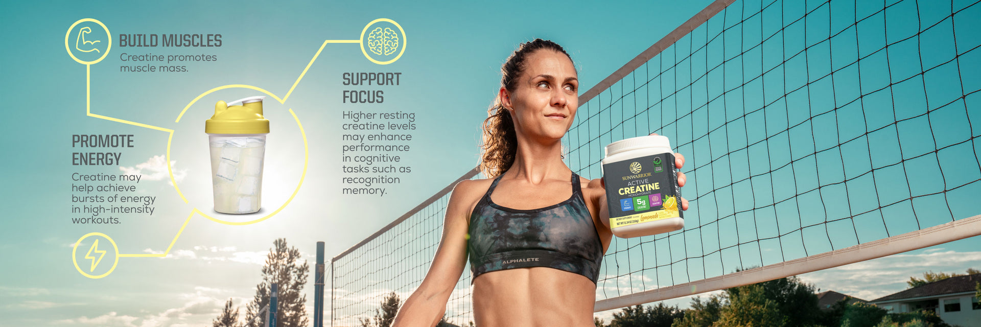 Active Creatine 30 Sticks Lemonade - Life style banner image desktop