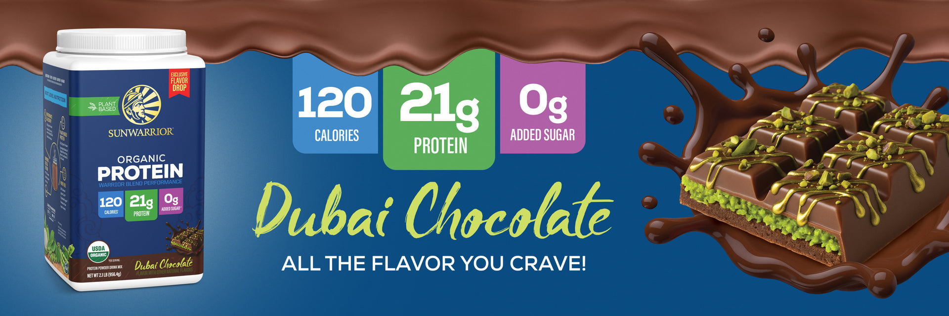 Organic Protein for Performance with BCAAs - Warrior Blend Dubai Chocolate - Life style banner image desktop