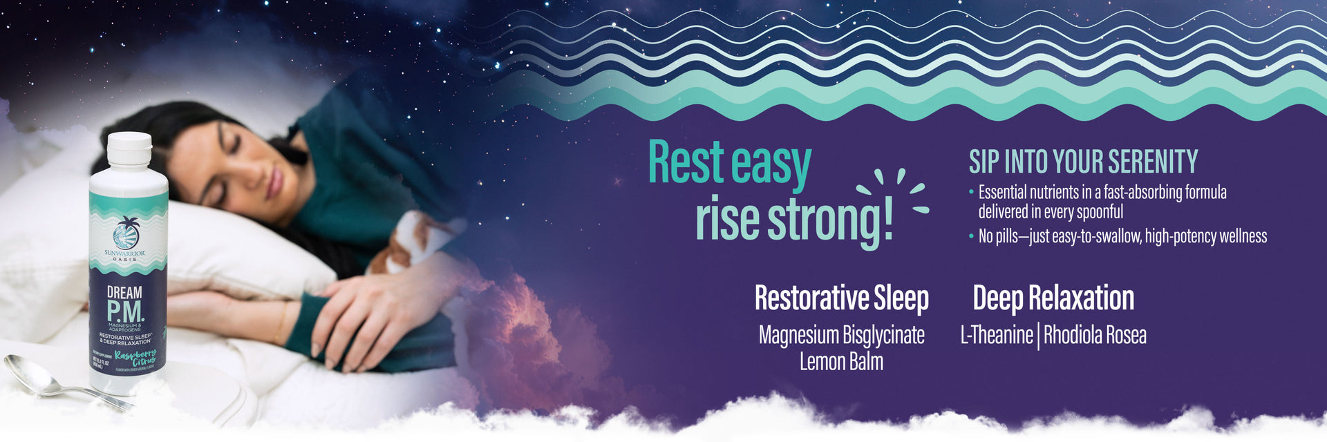 Liquid Dream PM Magnesium & Adaptogens - Life style banner image desktop