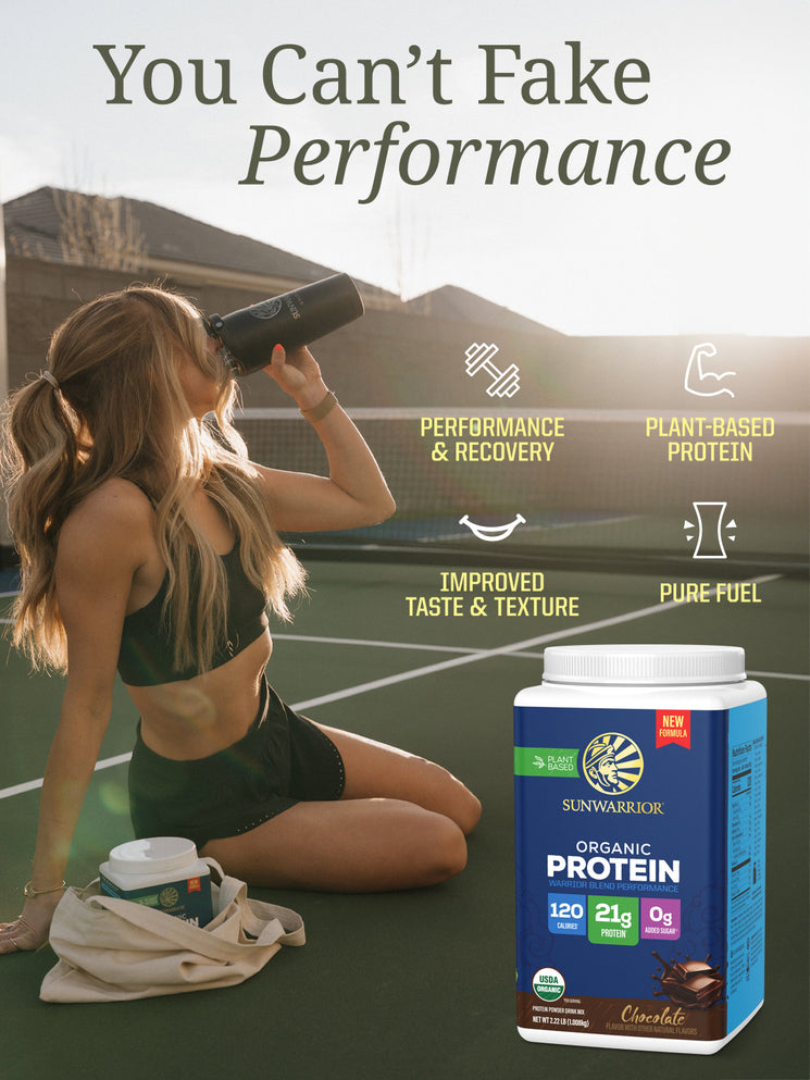 Organic Protein for Performance with BCAAs - Warrior Blend Chocolate - Life style banner image mobile