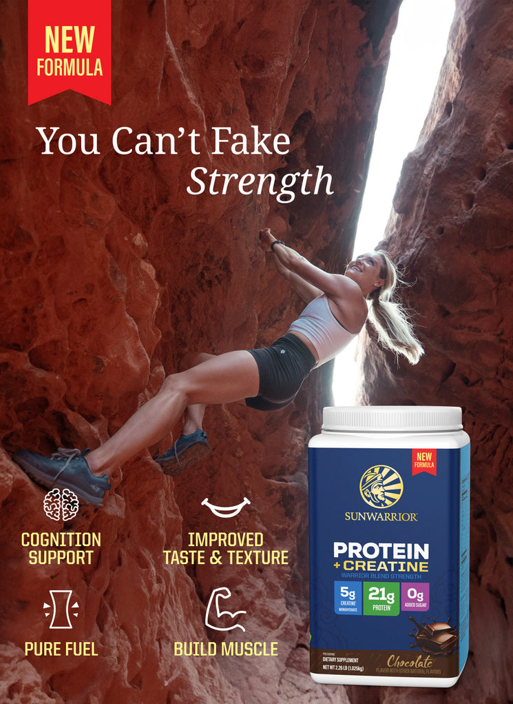 Protein for Strength with 5g Creatine - Warrior Blend Chocolate - Life style banner image mobile