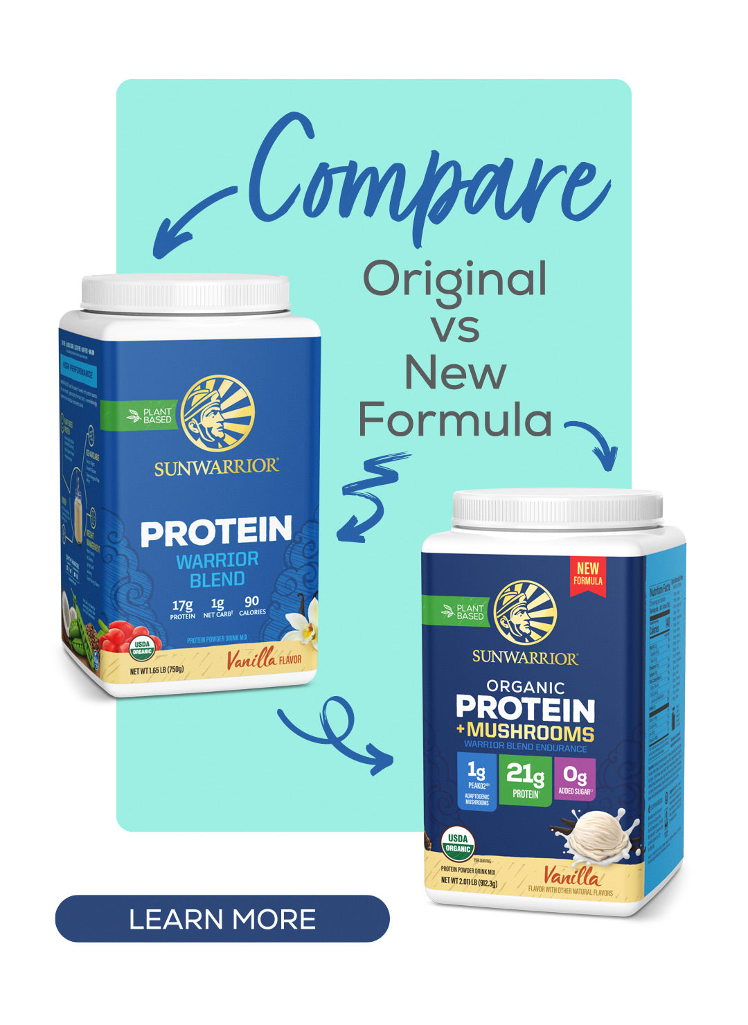 Organic Protein for Endurance with Adaptogenic Mushrooms - Warrior Blend Chocolate