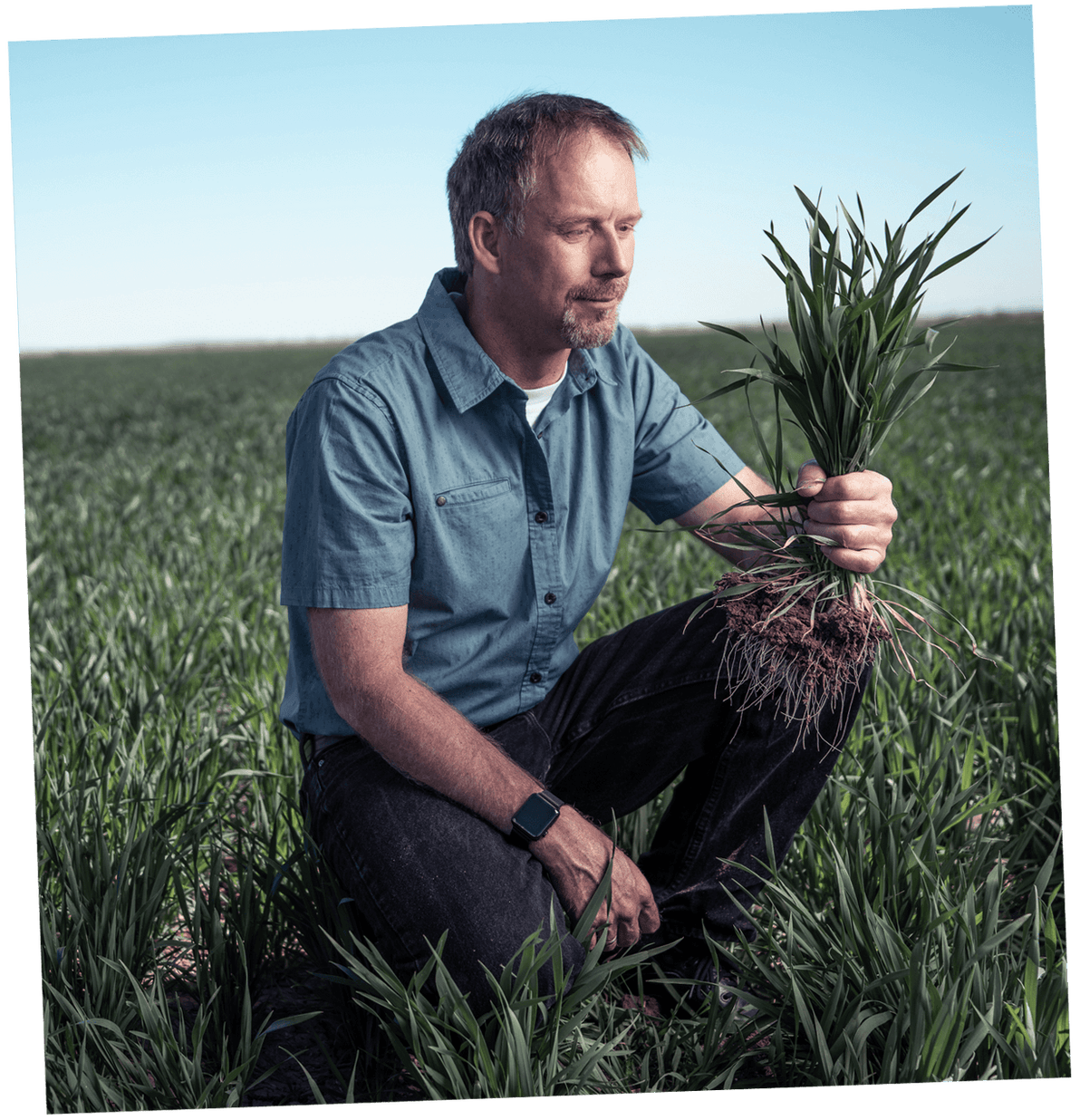 A man holding a plant