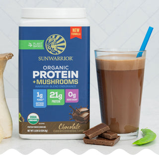 Organic Protein for Endurance with Adaptogenic Mushrooms - Warrior Blend Chocolate Plant-based Protein Sunwarrior