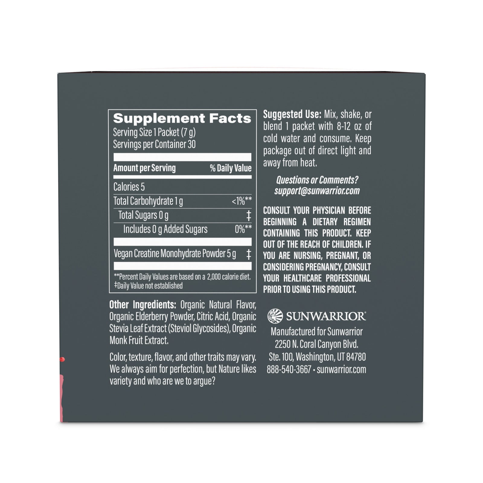 Ingredient list for Active Creatine Raspberry