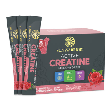 Active Creatine 30 Sticks Raspberry Vitamins & Supplements Sunwarrior 30 Sticks