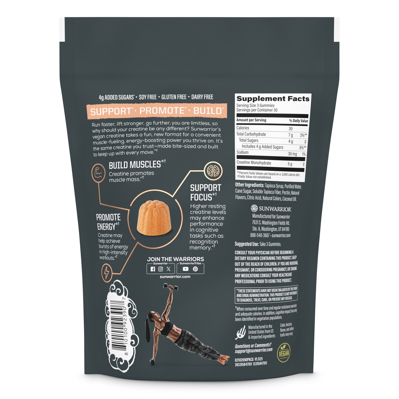 Ingredient list for Creatine Gummies for Strength - Peach