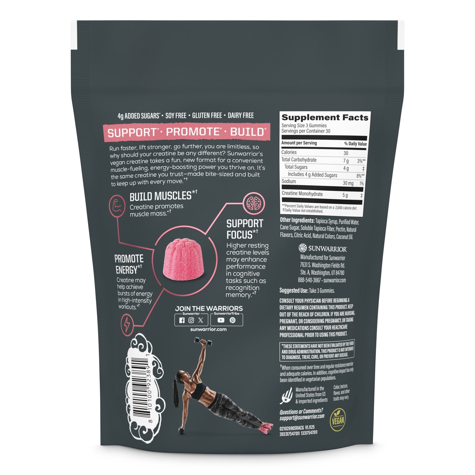 Ingredient list for Creatine Gummies for Strength - Sour Raspberry