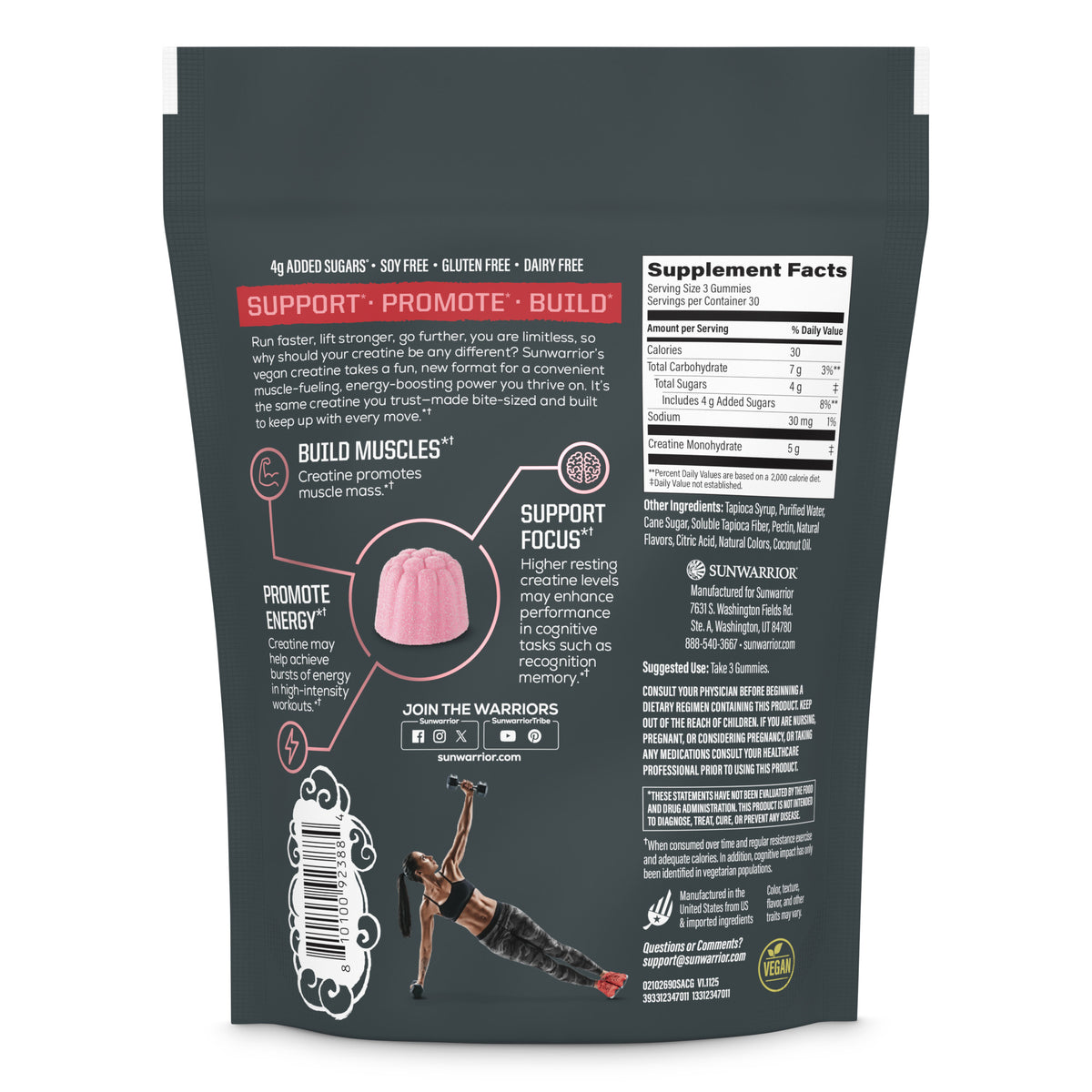 Ingredient list for Creatine Gummies for Strength - Strawberry