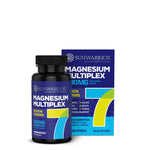 Sunwarrior Magnesium Multiplex  supplement bottle and packaging on a white background