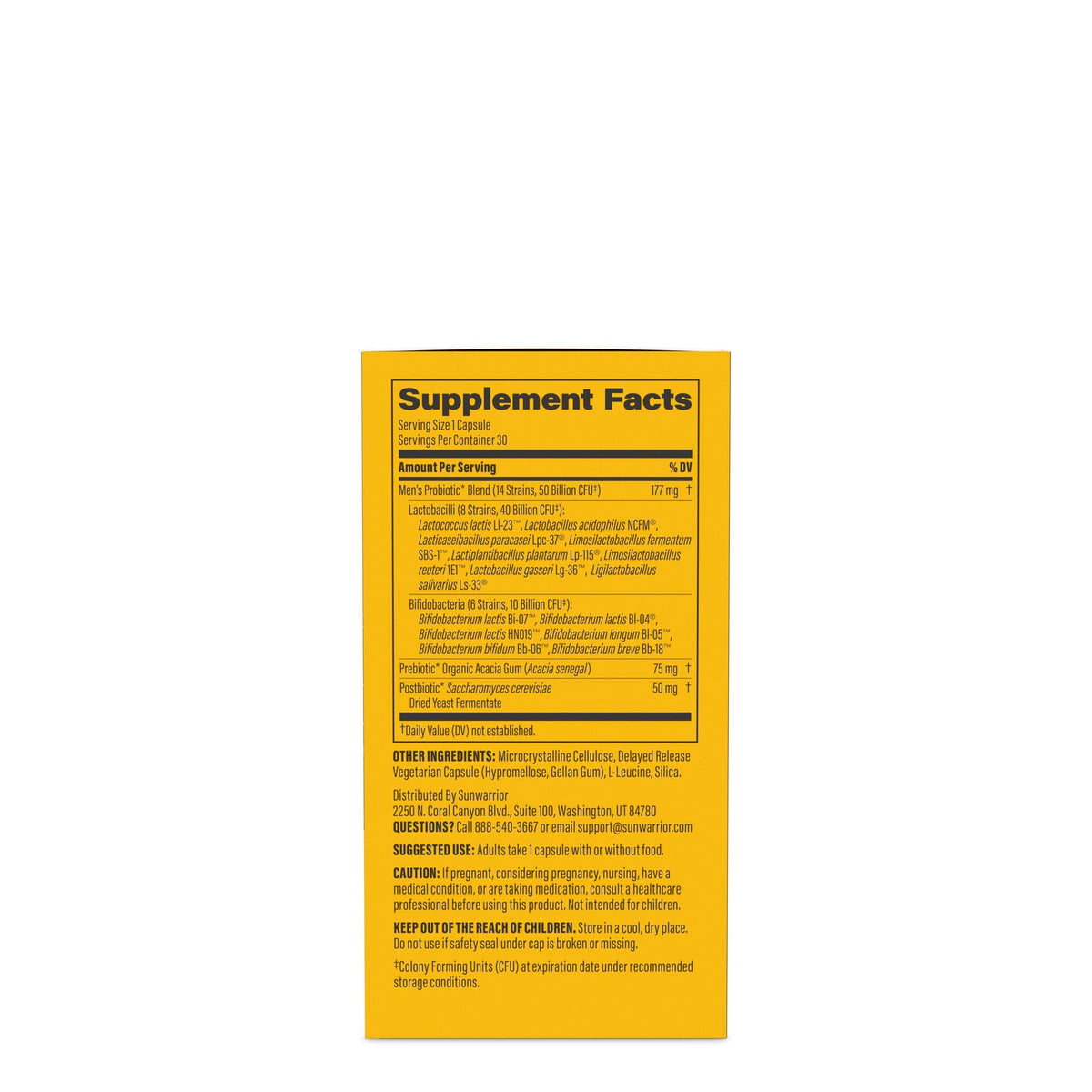 Active Men's Probiotic Capsules Vitamins & Supplements Sunwarrior