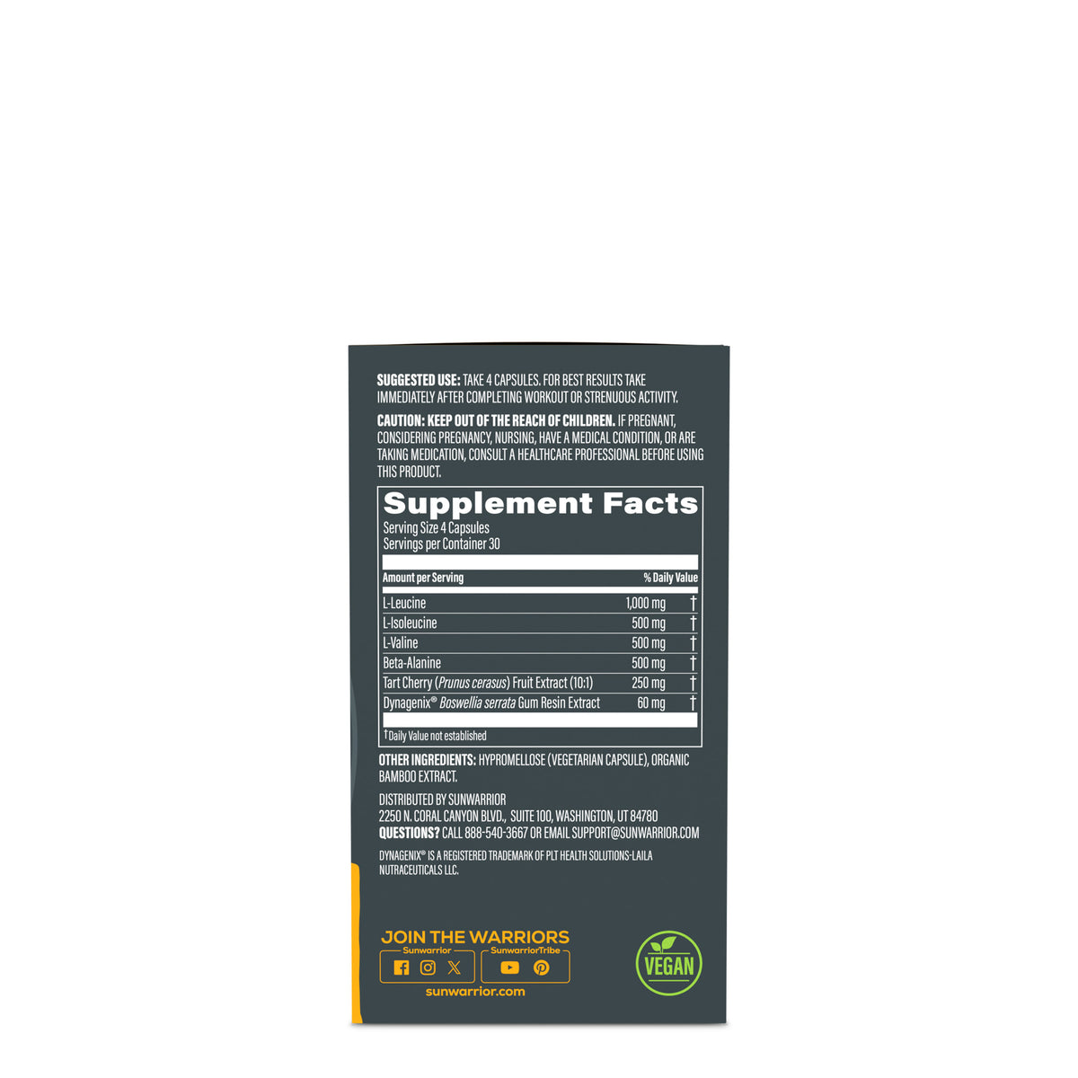 Ingredient list for Active Power and Recovery BUNDLE