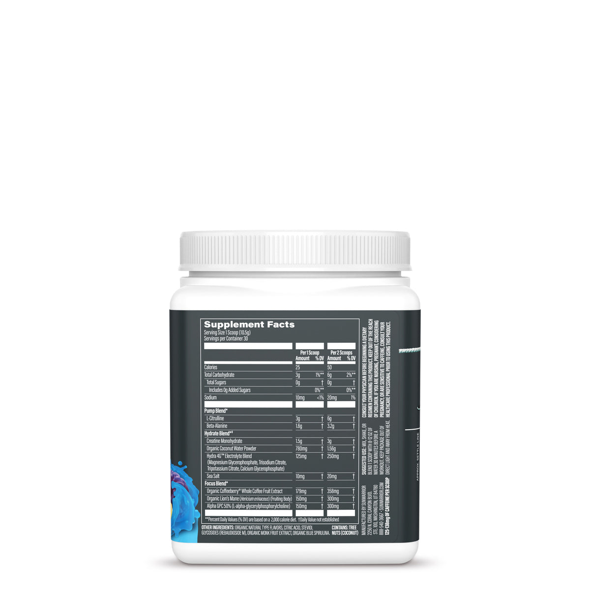 Ingredient list for Active Pre-Workout - Blue Raspberry Pineapple