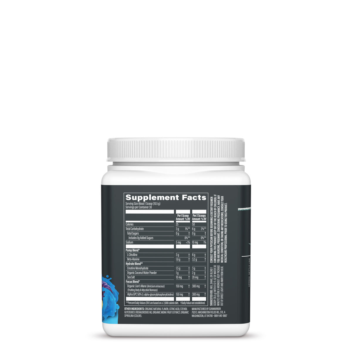 Ingredient list for Active Pre-Workout Non-Stim Blue Raz