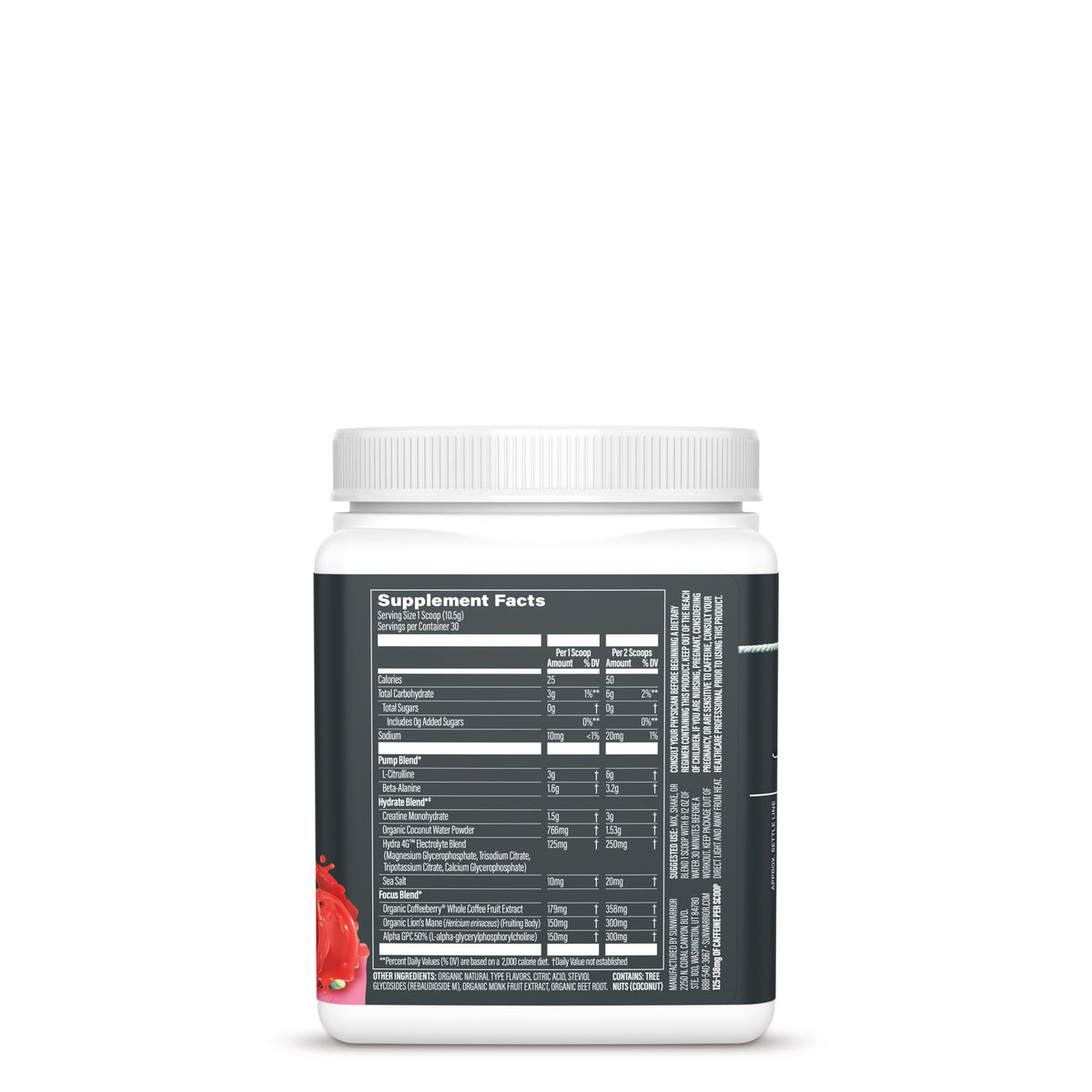 Ingredient list for Active Pre-Workout - Watermelon