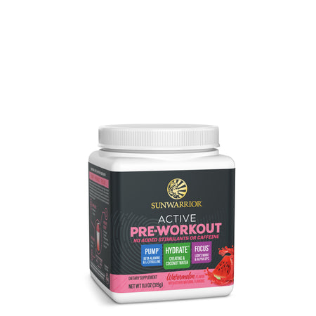 Active Pre-Workout Non-Stim Watermelon Vitamins & Supplements Sunwarrior 30 Servings