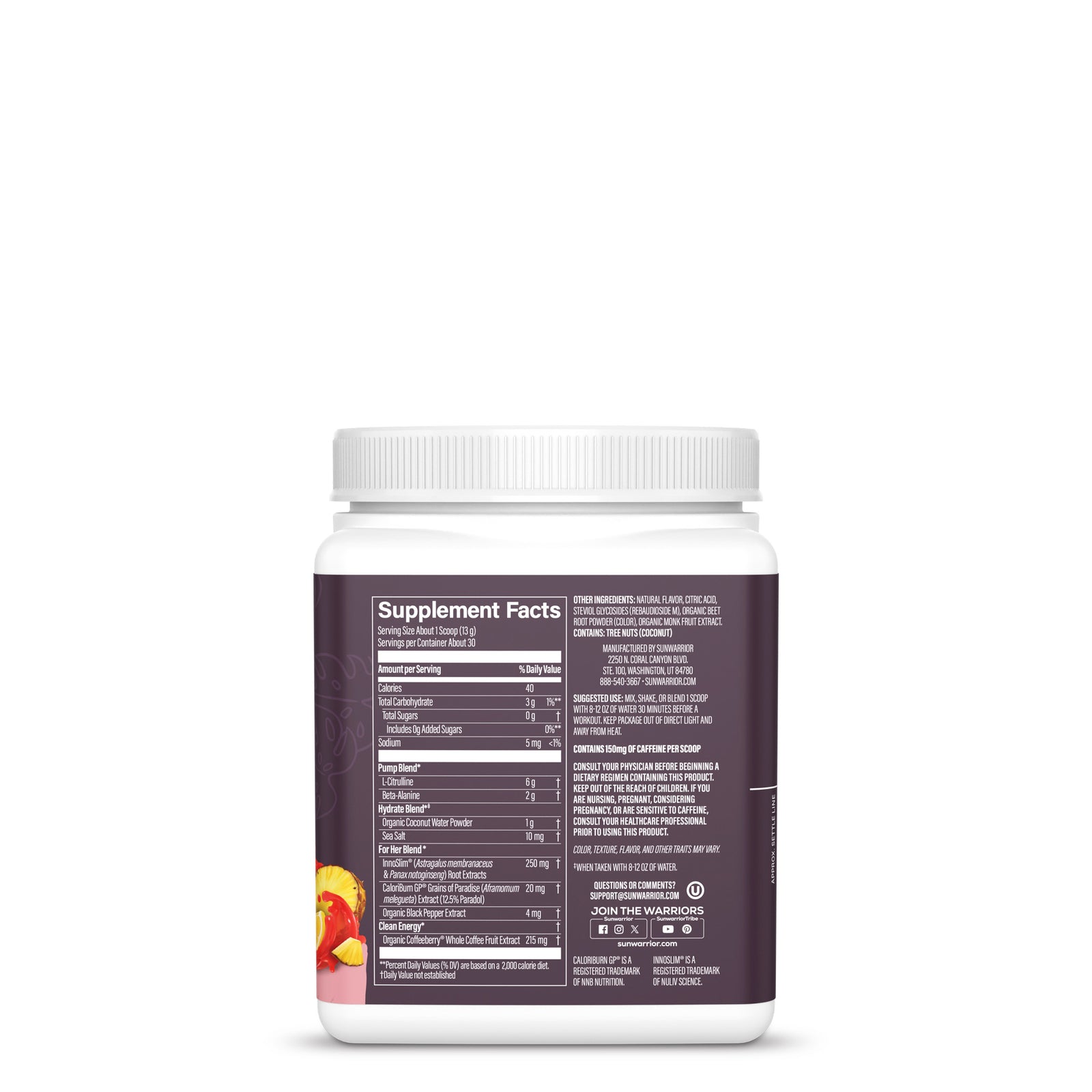 Ingredient list for Active Pre-Workout for HER - Hawaiian Vibes