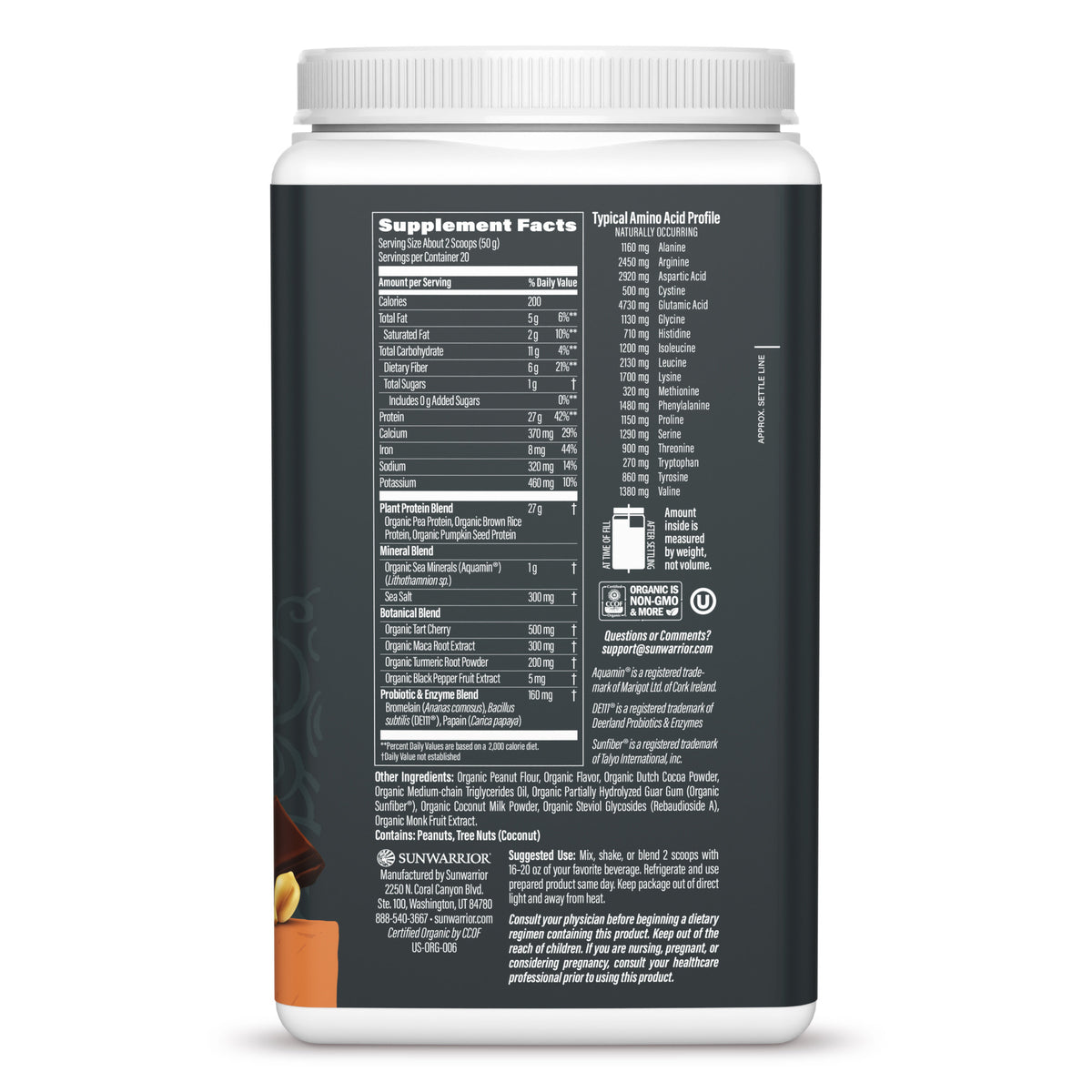 Ingredient list for Active Protein - Chocolate Peanut Butter