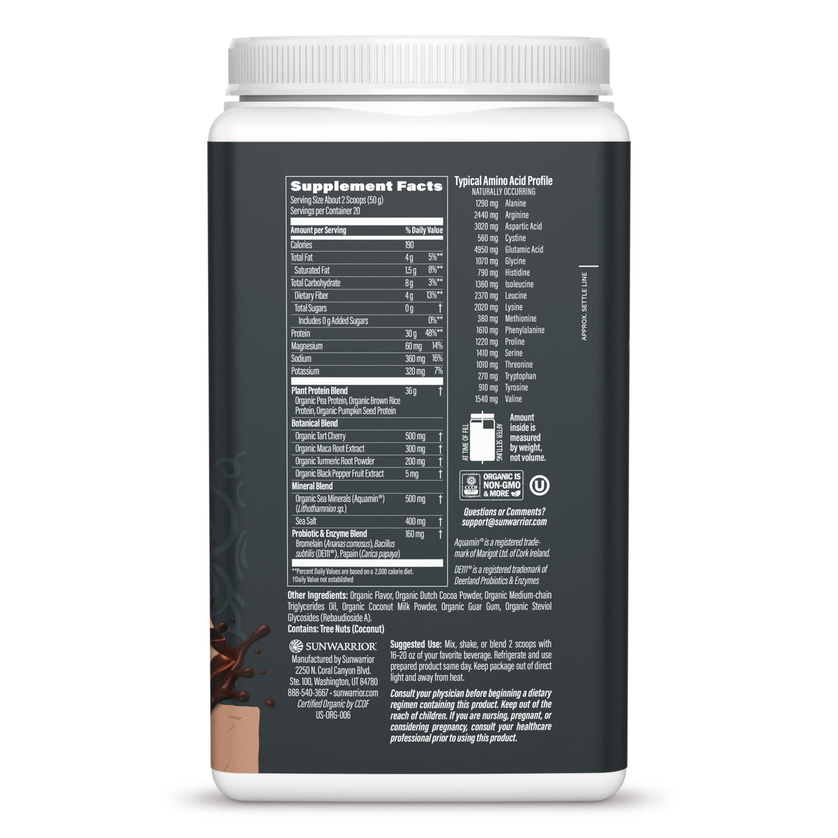 Ingredient list for Active Protein - Chocolate