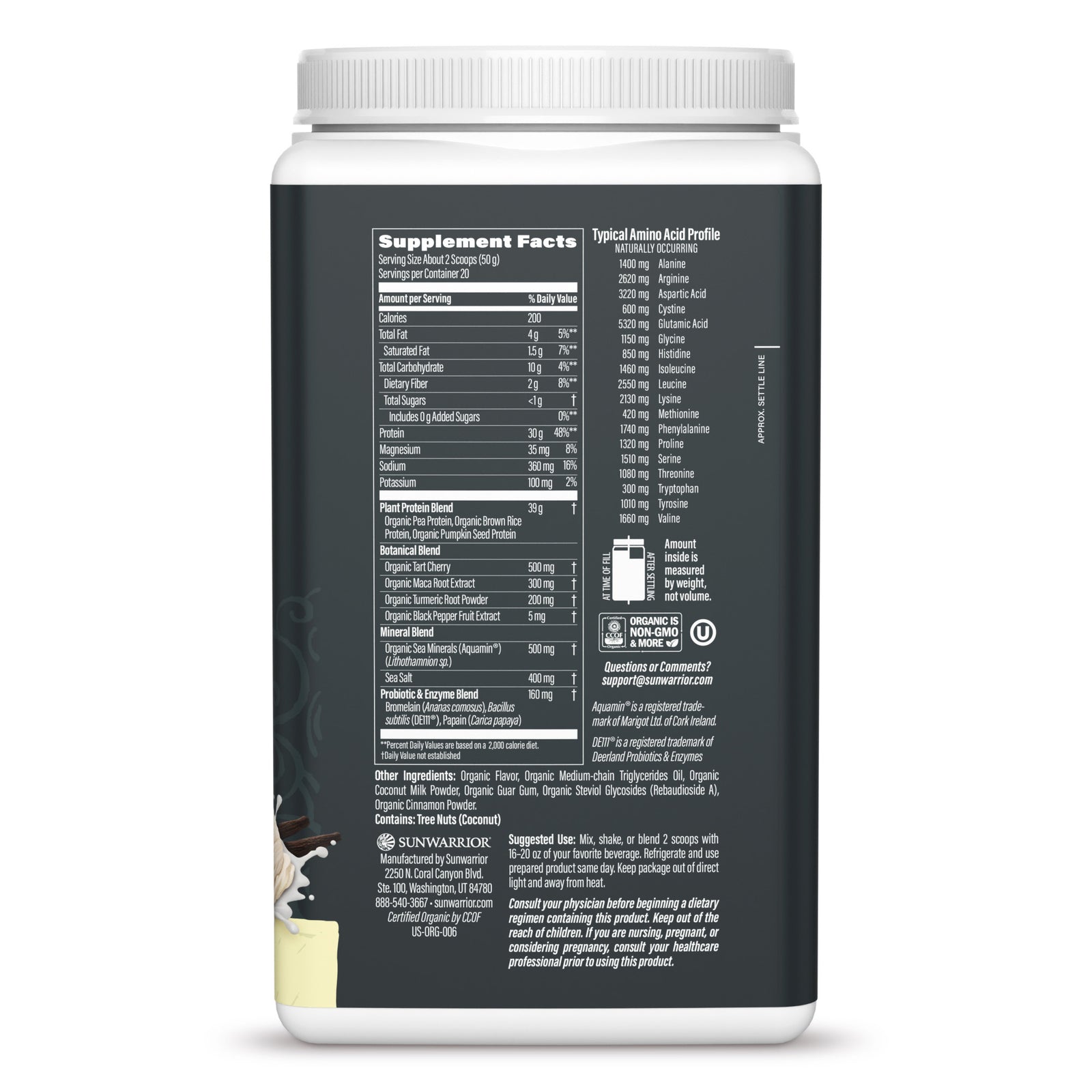Ingredient list for Active Protein - Vanilla