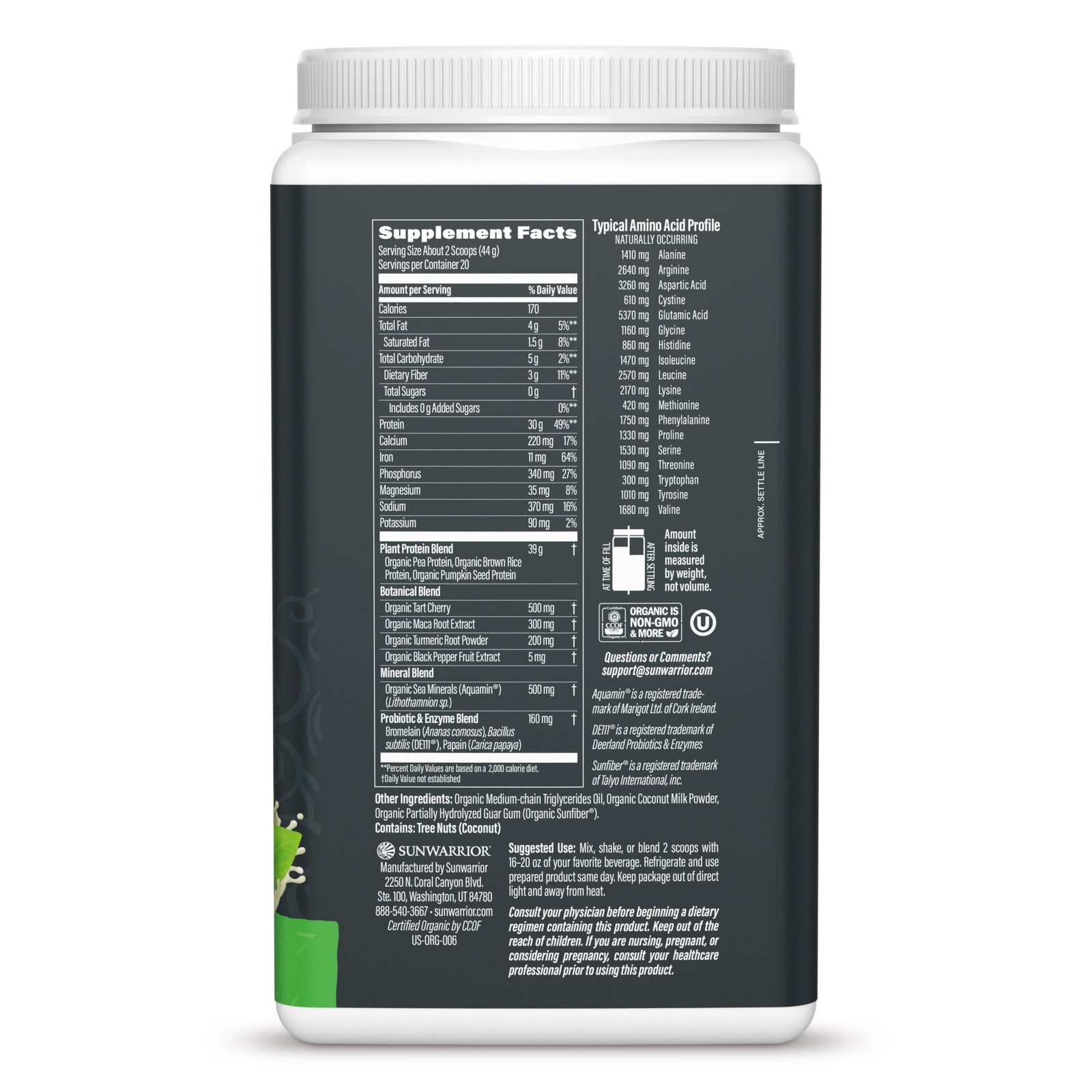 Ingredient list for Active Protein - Unflavored