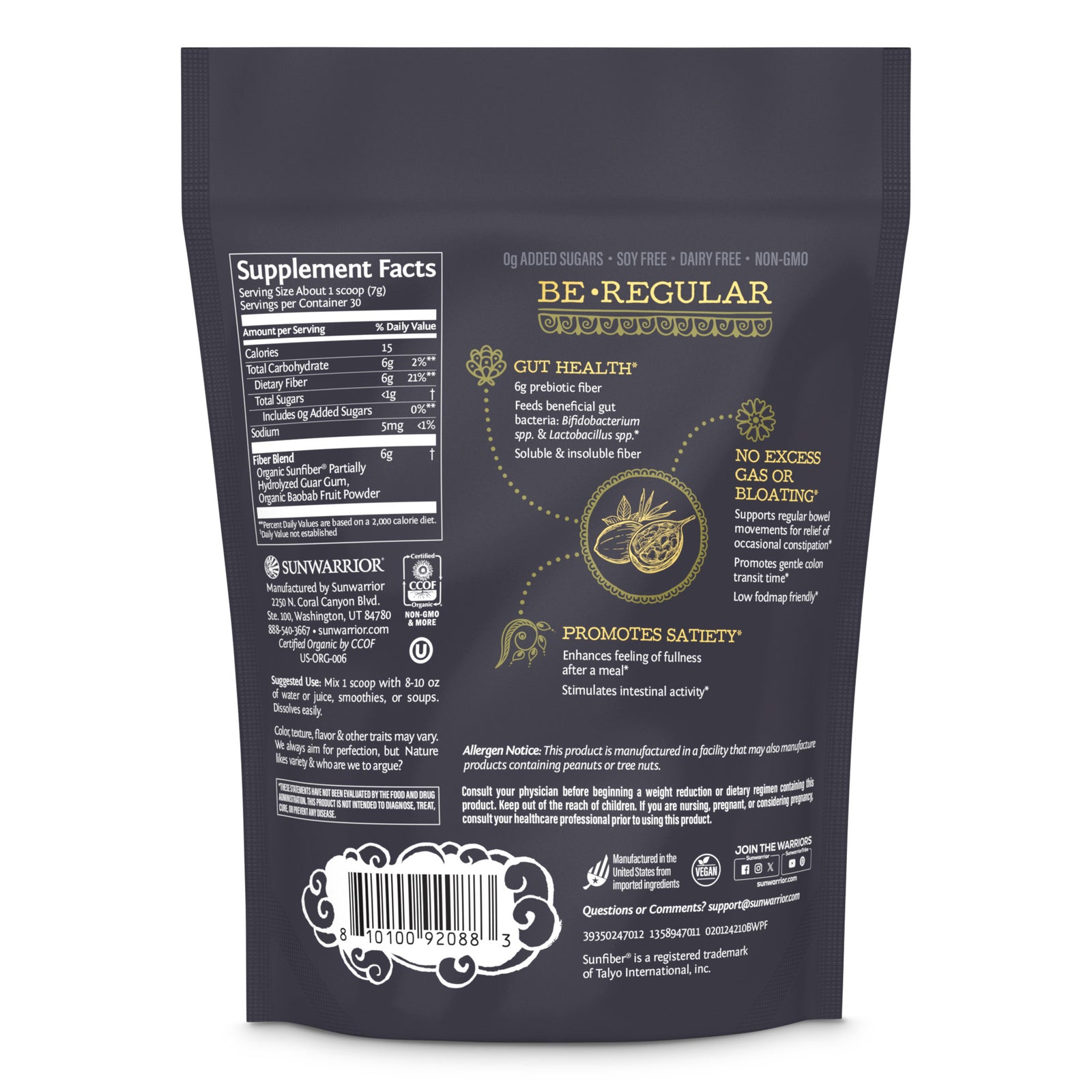 Ingredient list for Be•Well Organic Prebiotic Fiber Powder