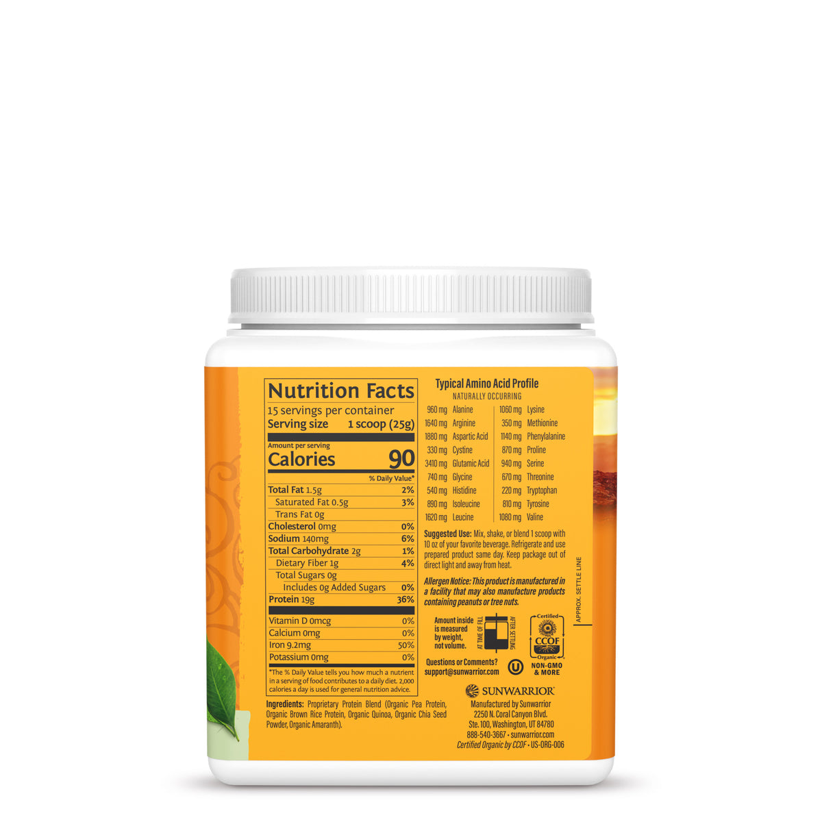 Ingredient list for Classic Plus Protein Powder - Unflavored
