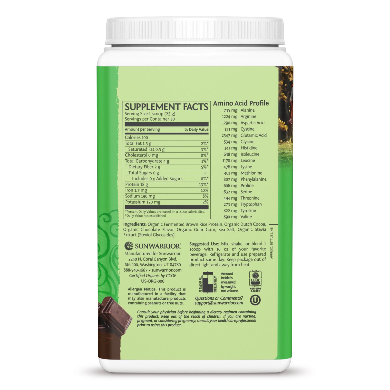 Ingredient list for Classic Protein Powder - Chocolate