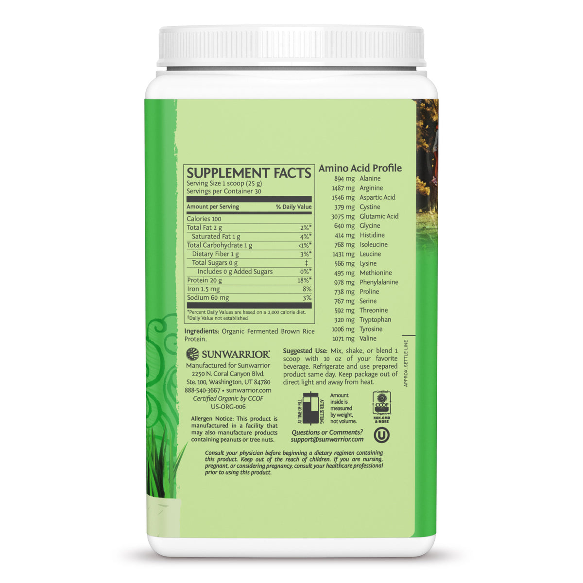Ingredient list for Classic Protein Powder - Unflavored