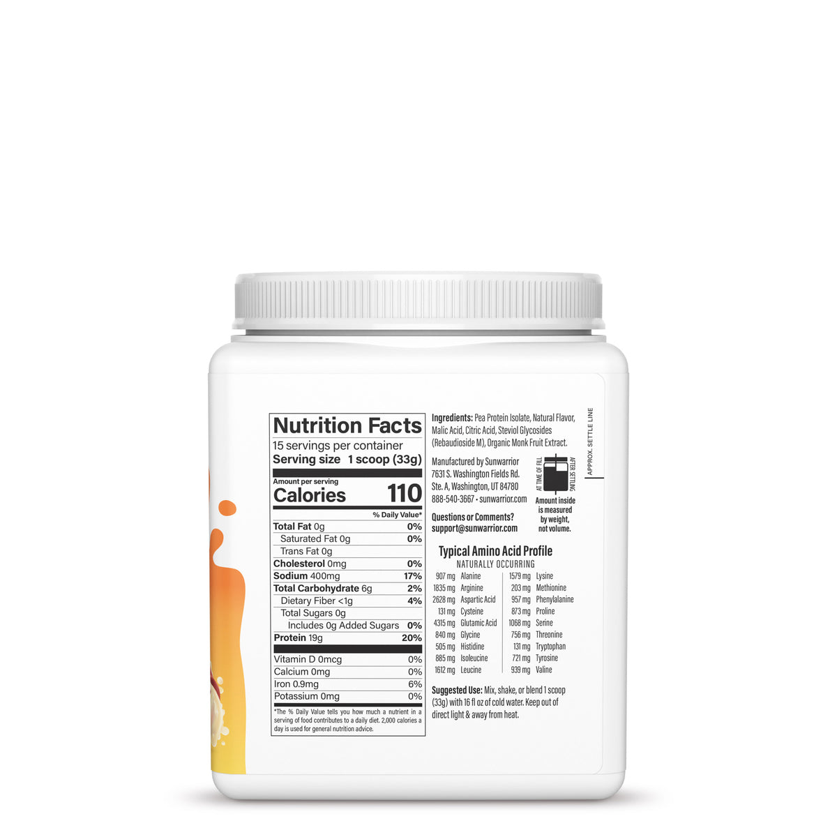Ingredient list for Clear Protein Peach Tea
