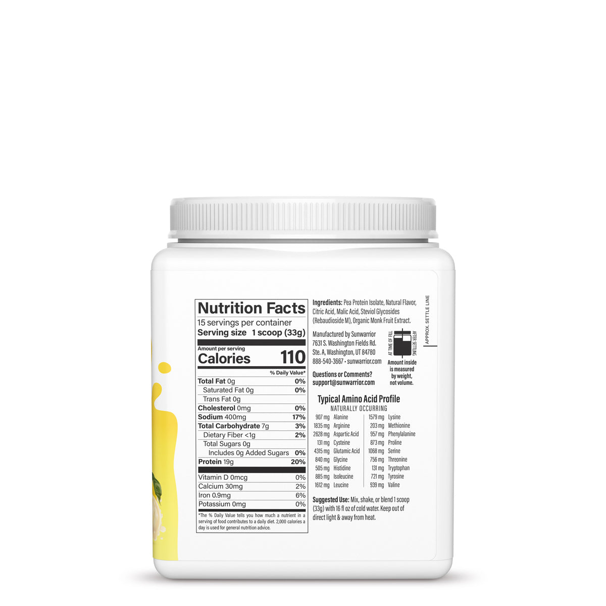 Ingredient list for Clear Protein Lemon Ice