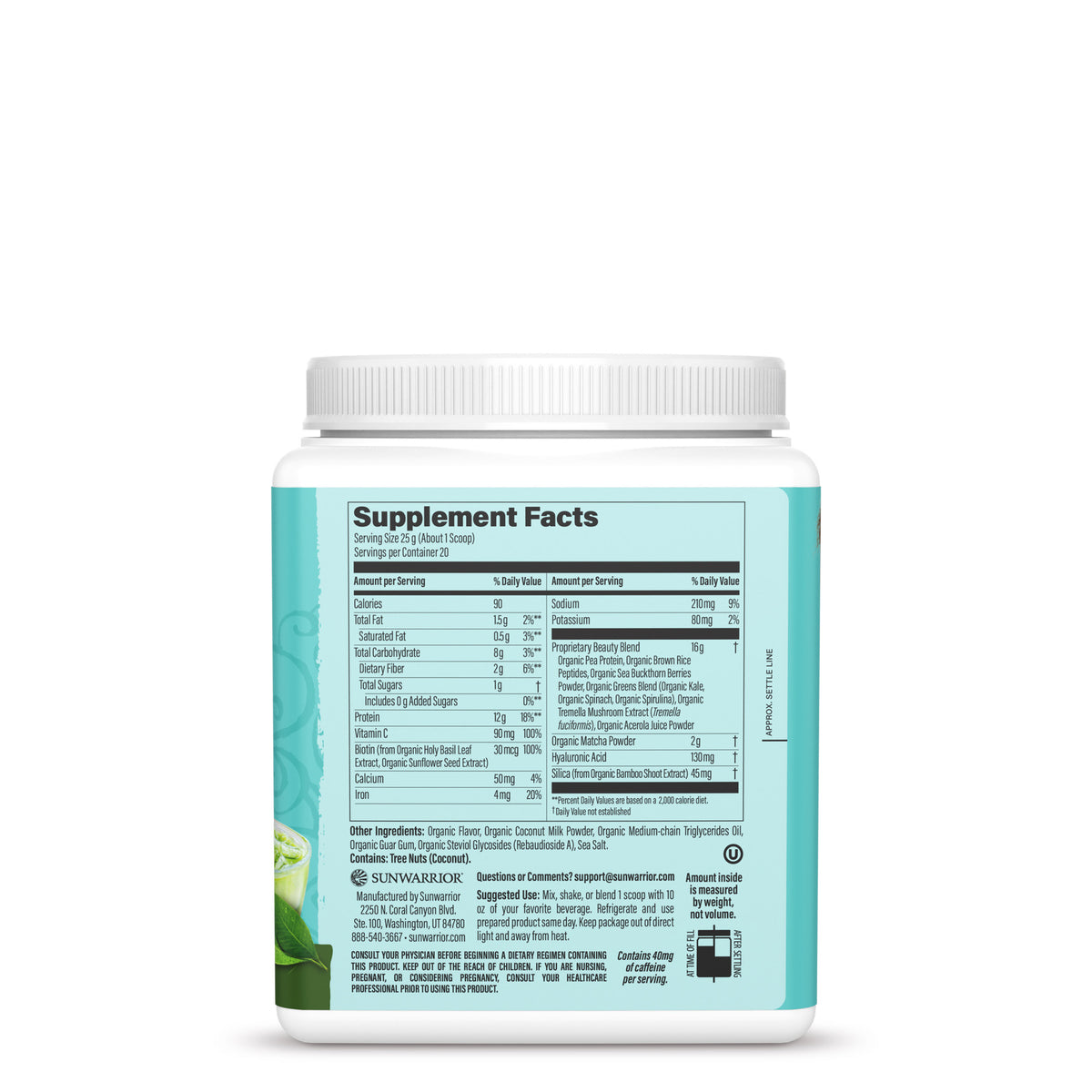 Ingredient list for Collagen Building Protein Peptides Coconut Matcha Latte