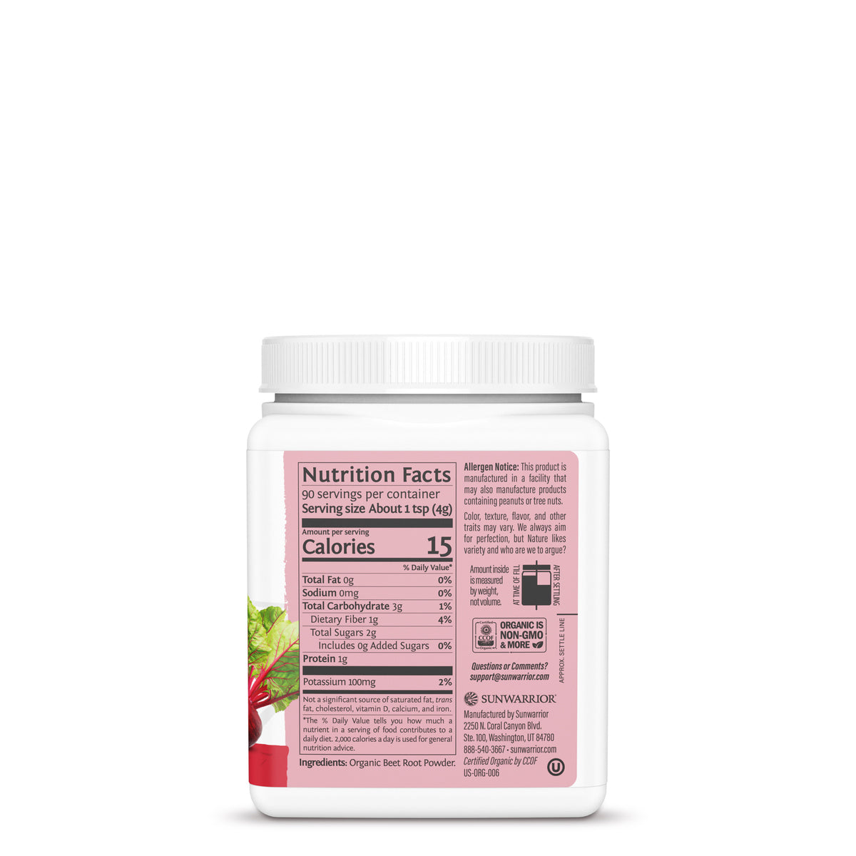 Ingredient list for Organic Beetroot Powder