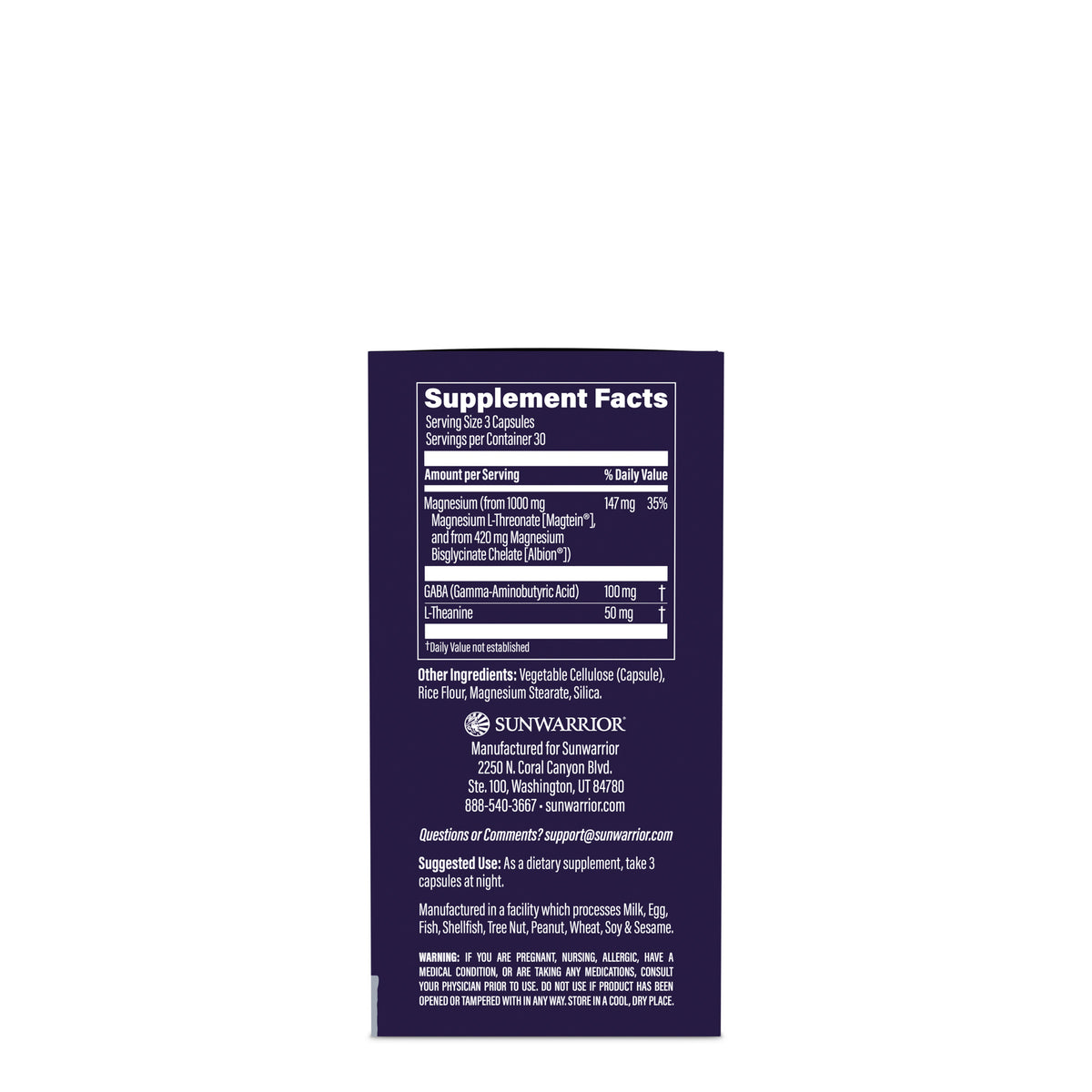 Ingredient list for Magnesium + Zen Capsules