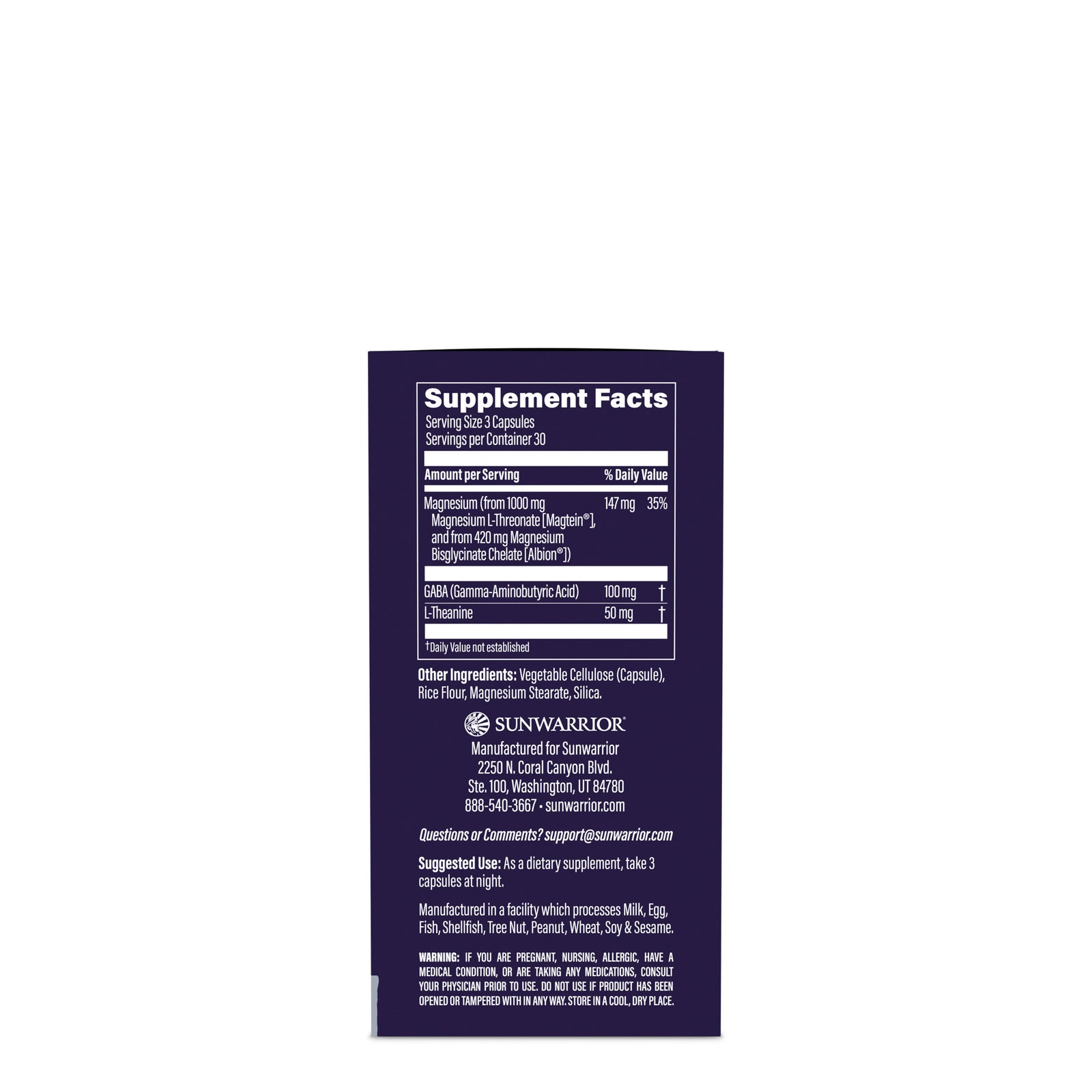 Ingredient list for Magnesium + Zen Capsules