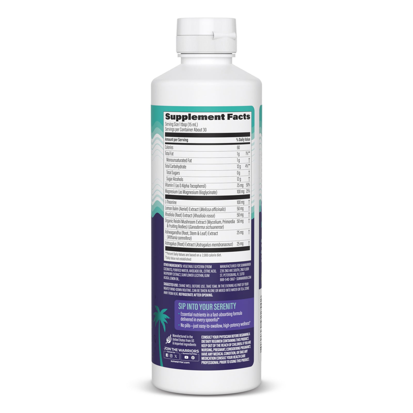 Ingredient list for Liquid Dream PM Magnesium & Adaptogens