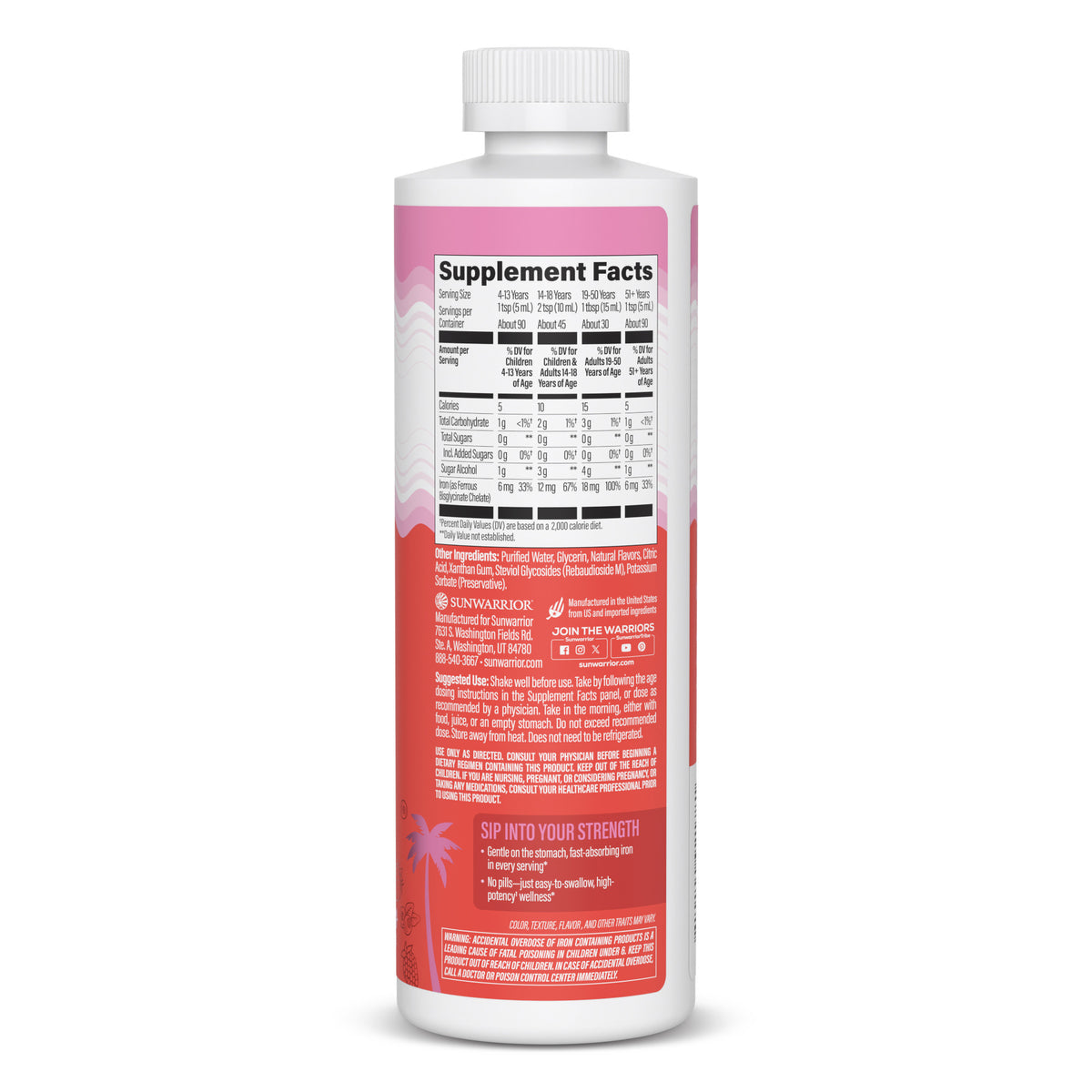 Ingredient list for Liquid Iron Supplement Mixed Berry