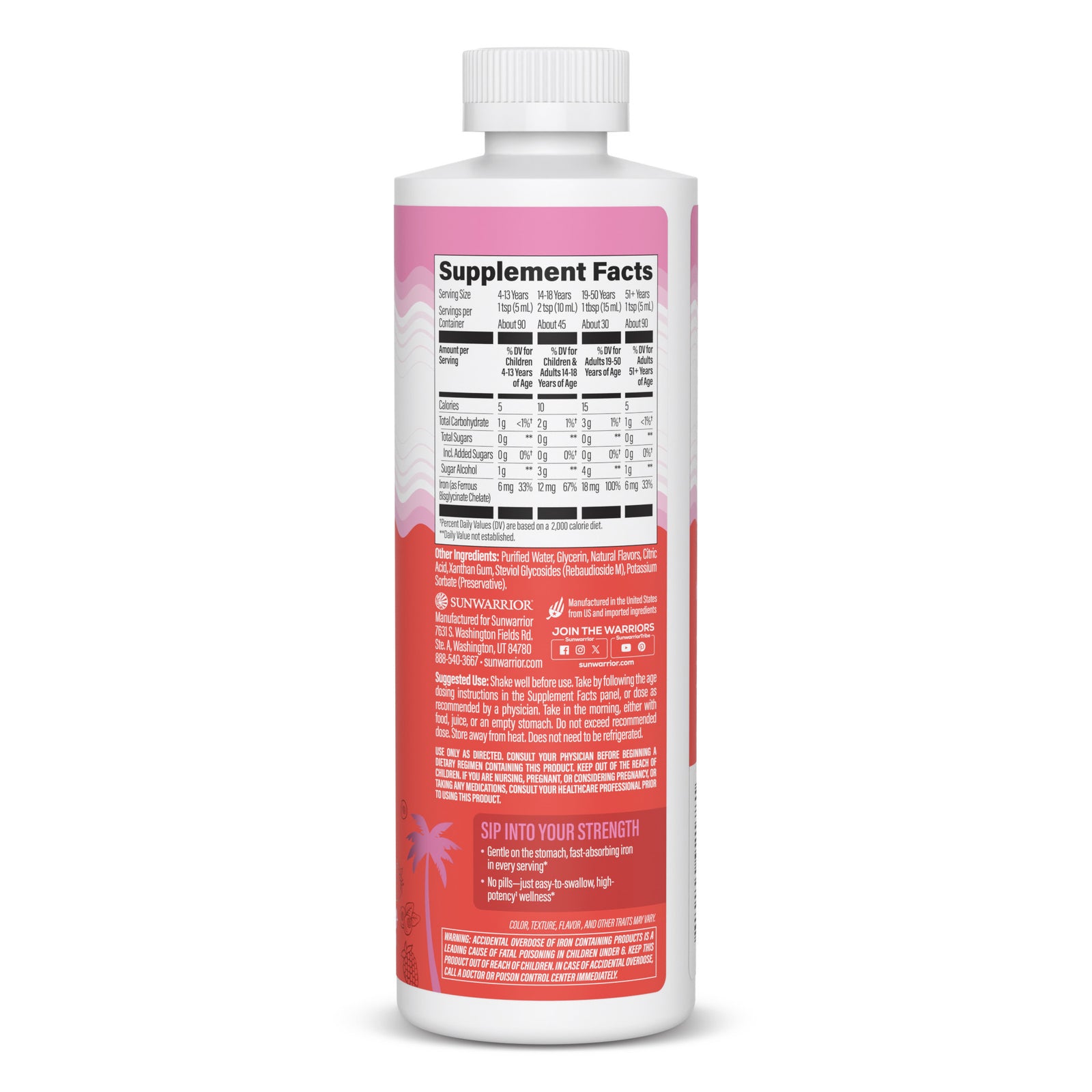 Ingredient list for Liquid Iron Supplement Mixed Berry