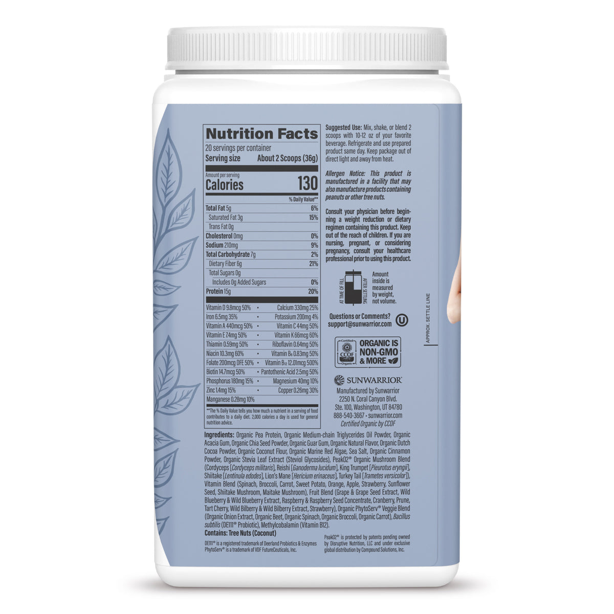 Ingredient list for Lean Superfood Shake - Chocolate