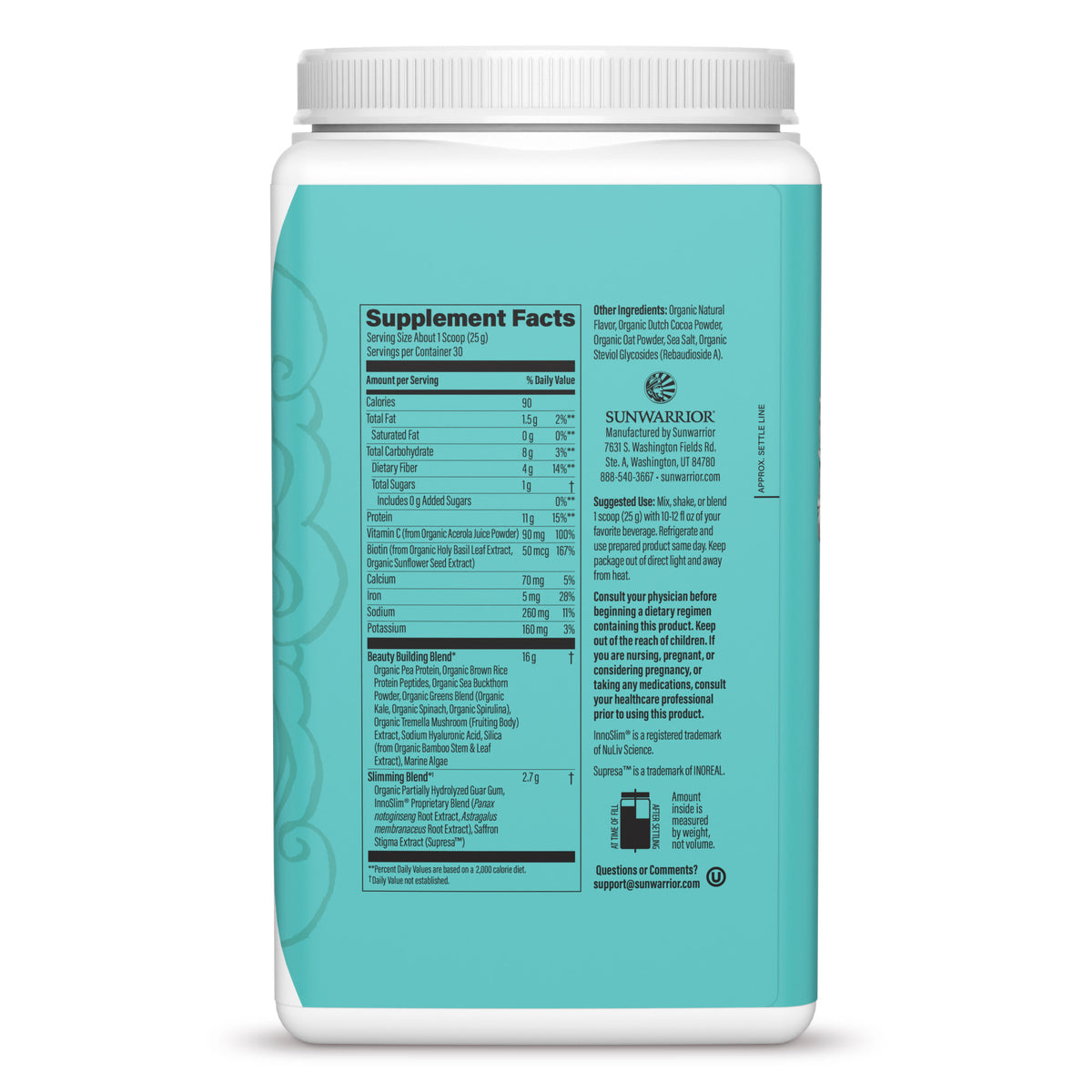 Ingredient list for SLIM Collagen Boost - Chocolate