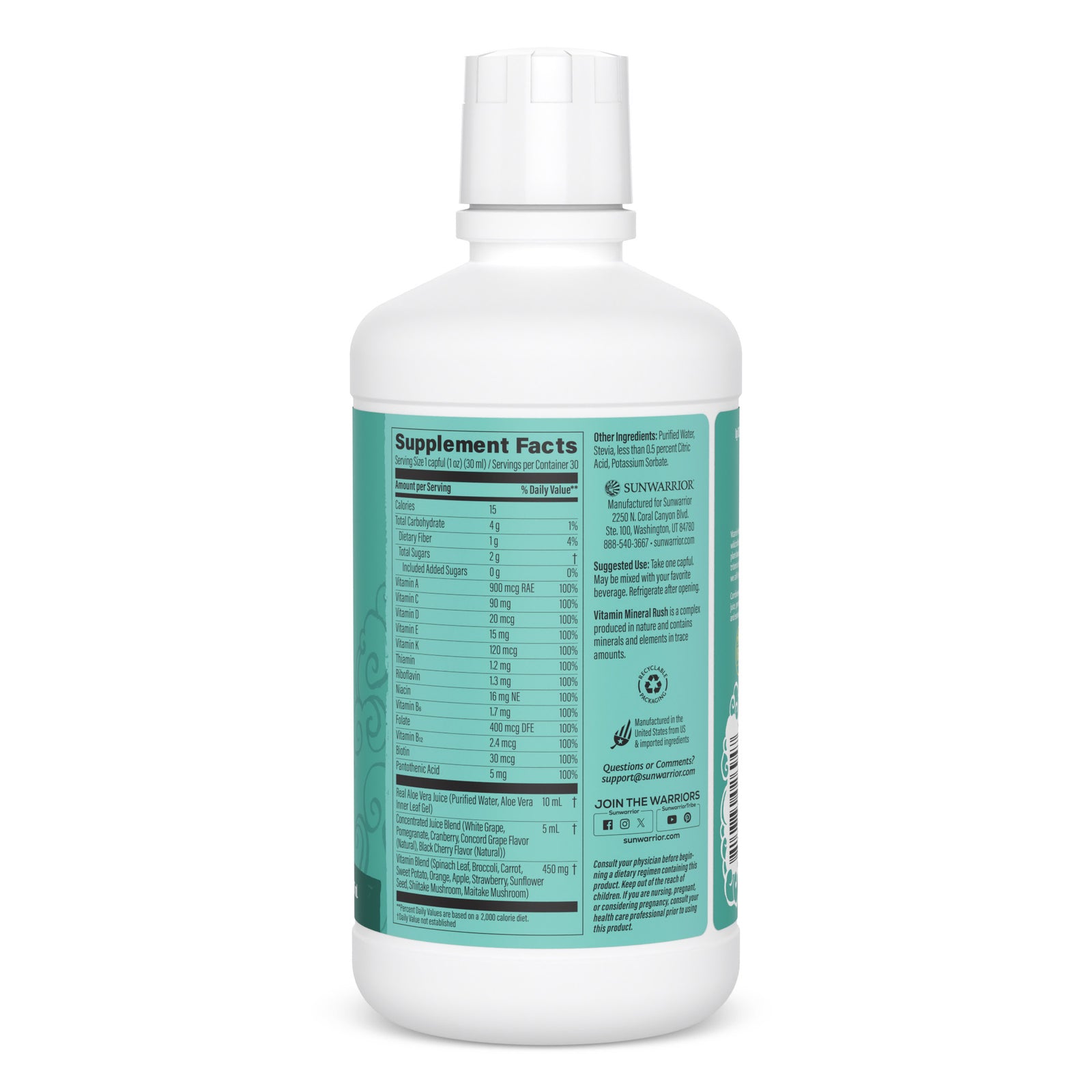Ingredient list for Vitamin Mineral Rush in Aloe Vera Superjuice
