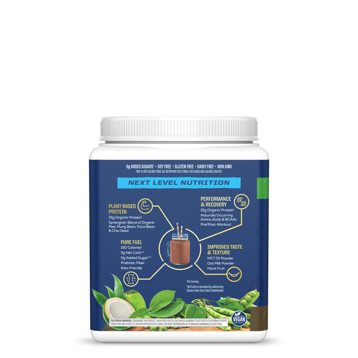 Organic Performance Protein with BCAAs - Warrior Blend Coffee + Caffeine Plant-based Protein Sunwarrior