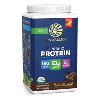 Organic Protein for Performance with BCAAs - Warrior Blend Dubai Chocolate Plant-based Protein Sunwarrior 28 Servings