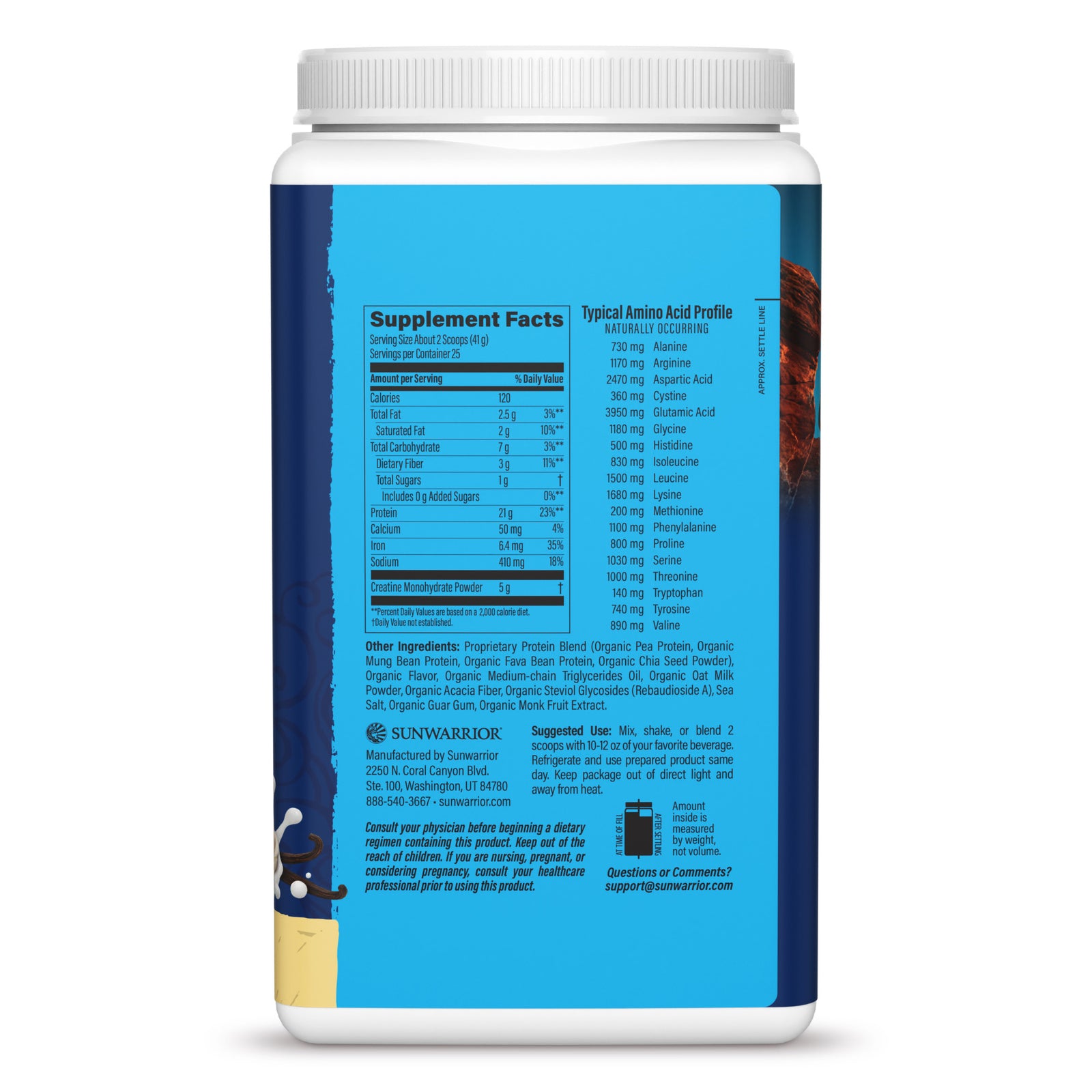 Ingredient list for Protein for Strength with 5g Creatine - Warrior Blend Vanilla